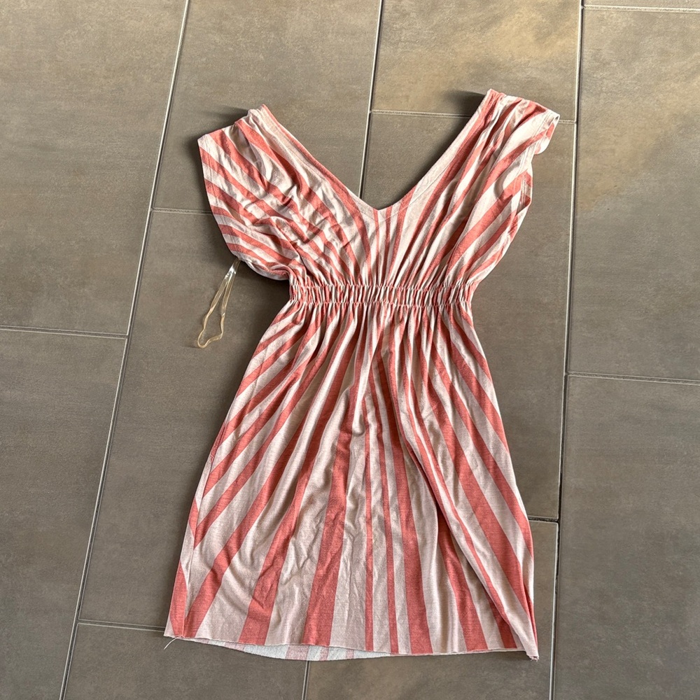 REVOLVE Coral and White Striped Mini Dress